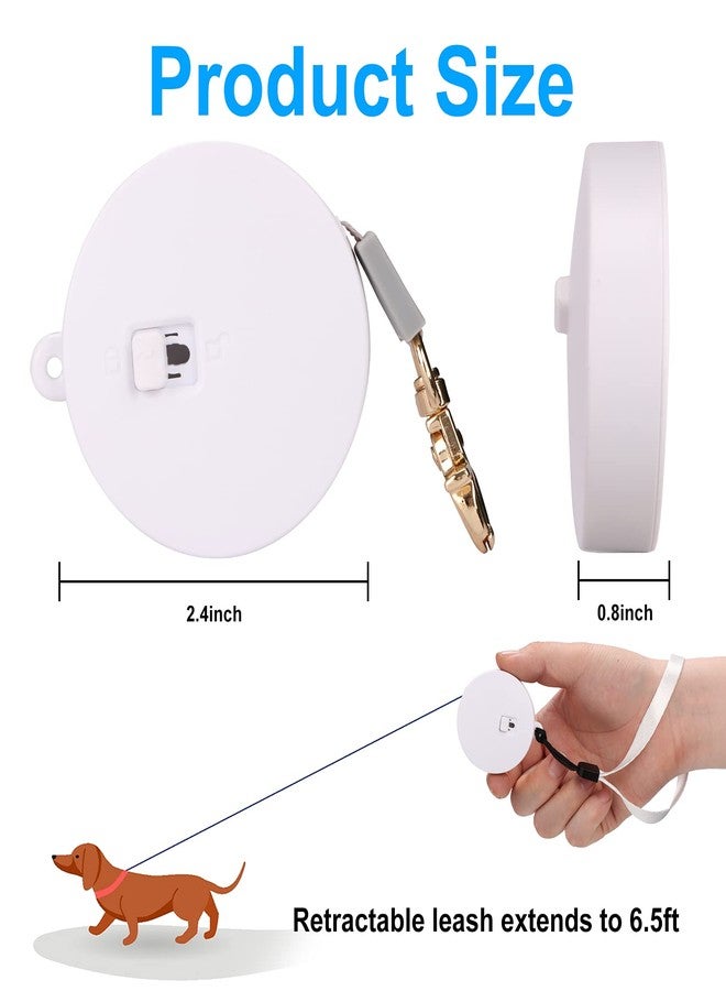 CUGBCUG Retractable Dog Leash for Small Dogs Cats up to 11lbs with 6.5ft Anti-Pull Strong Nylon Tape, Hands Free, Mini and Portable Walking Leash with Wrist Strap, One-Hand Brake, White Round - Image 2